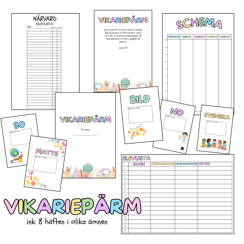 Vikariepärm ink. 10 häften 6 Uppgifter