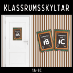 Klassrumsskyltar “Griffeltavla”, klass 1-9, A-C och åk 1-9 - bild 1