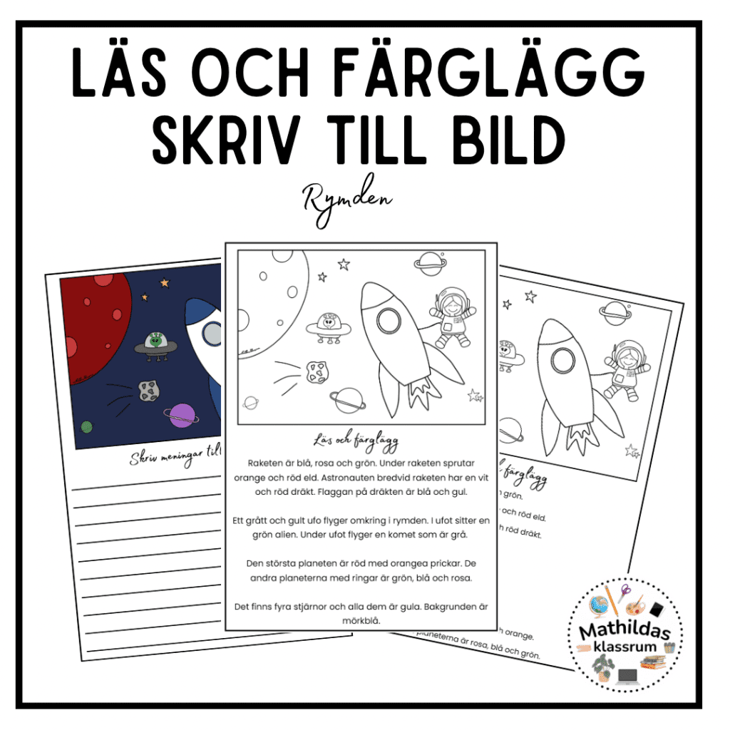 Läs och färglägg & skriv till bild