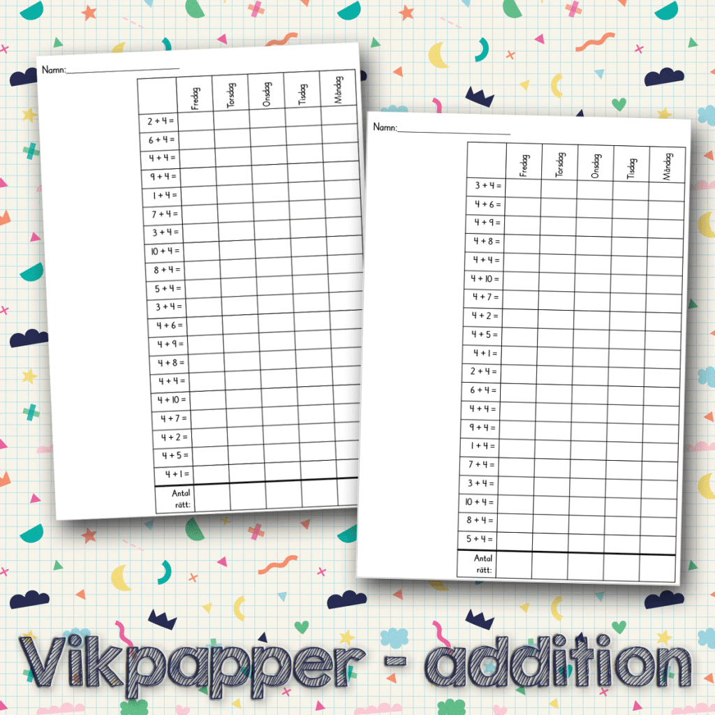 Öva addition – vikpapper