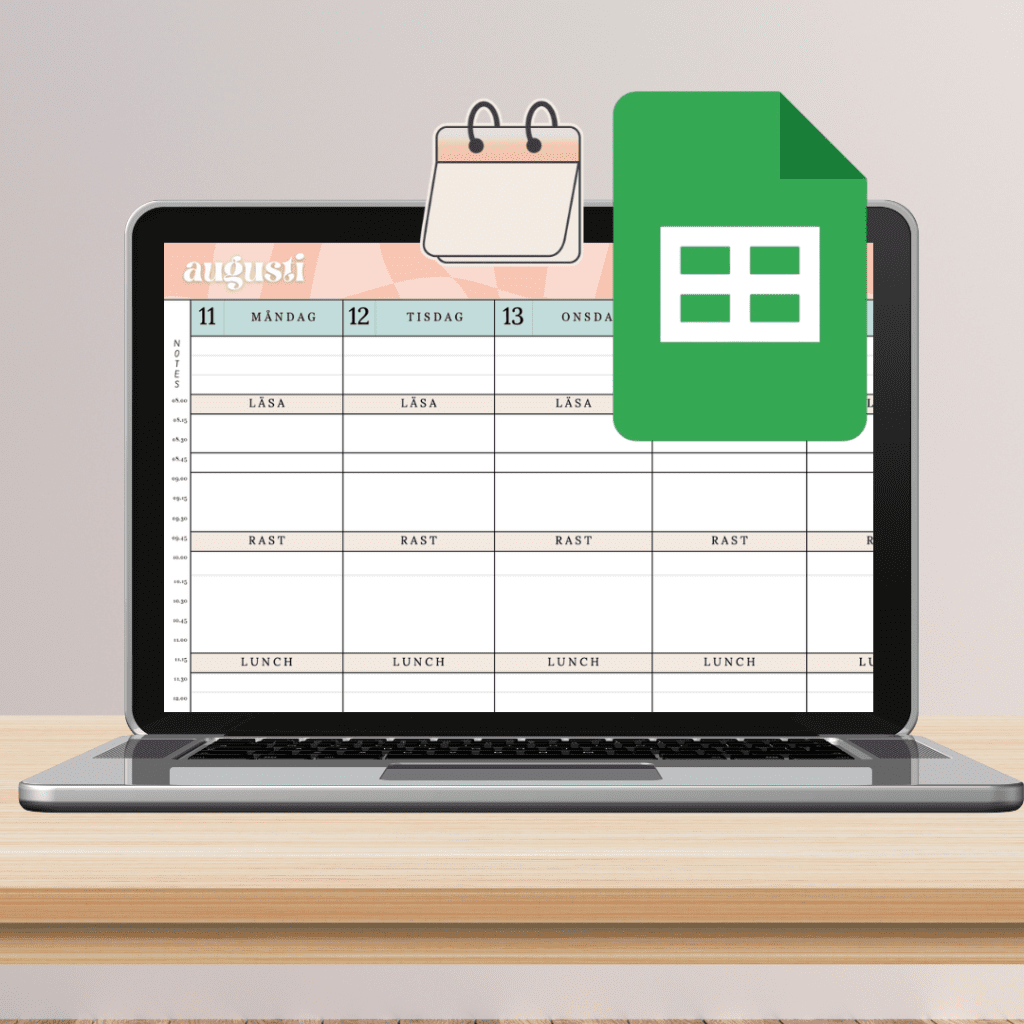Lärarkalender i Google Kalkylark HT25/VT26