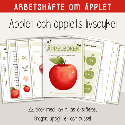 Höst - Äppelboken - äpplets delar, livscykel, pyssel och recept.