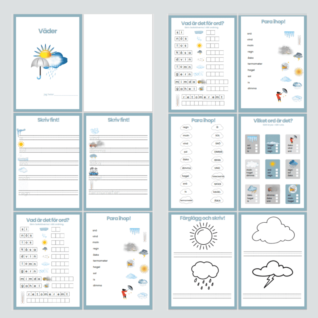 Väder. Läs-och skrivträning