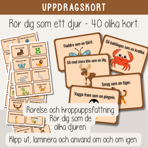 Rörelse i skolan - Uppdragskort - Rör dig som ett djur