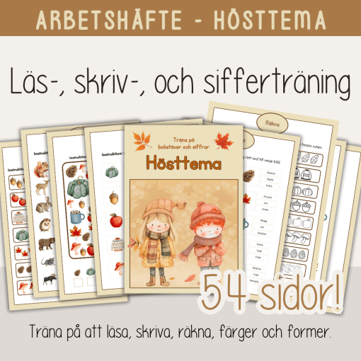 Höst - Arbetshäfte bokstäver och siffror - Hösttema