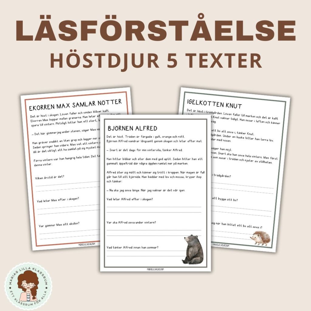 Läsförståelse – Höstdjur
