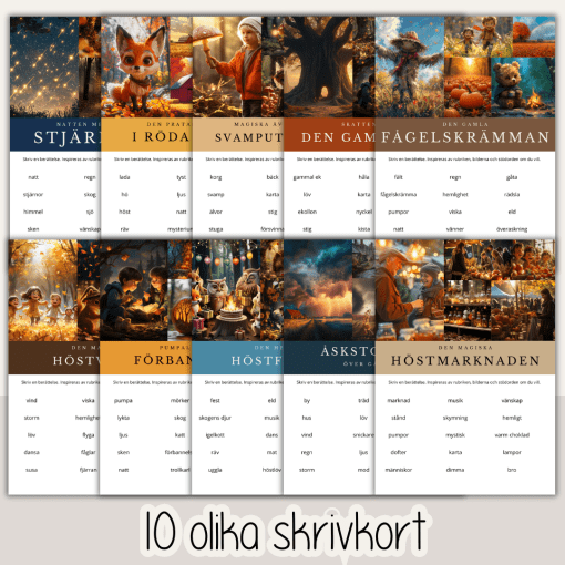 Höst - Hösttema - Skrivkort med fantasifull inspiration till höstberättelser