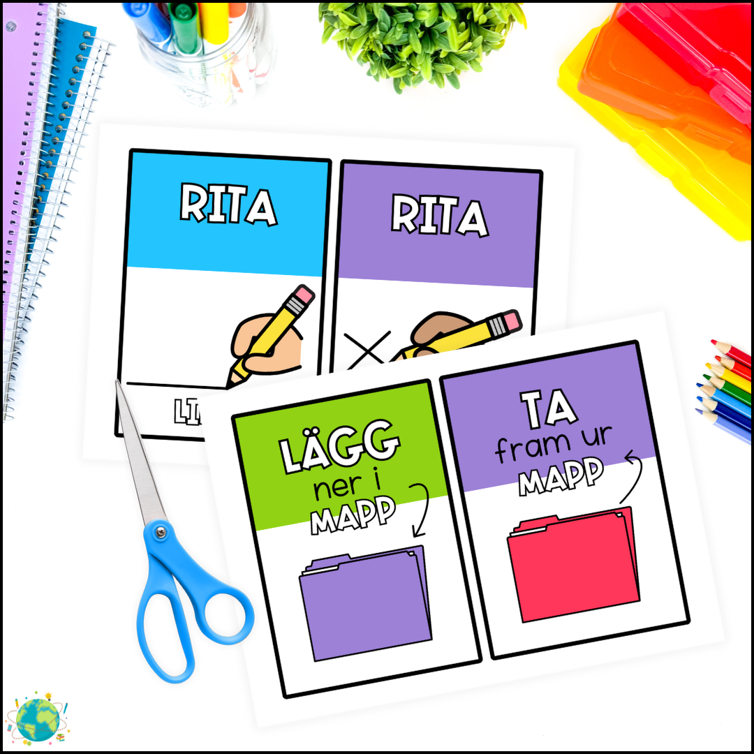 Instruktionskort - Grön. blå, lila