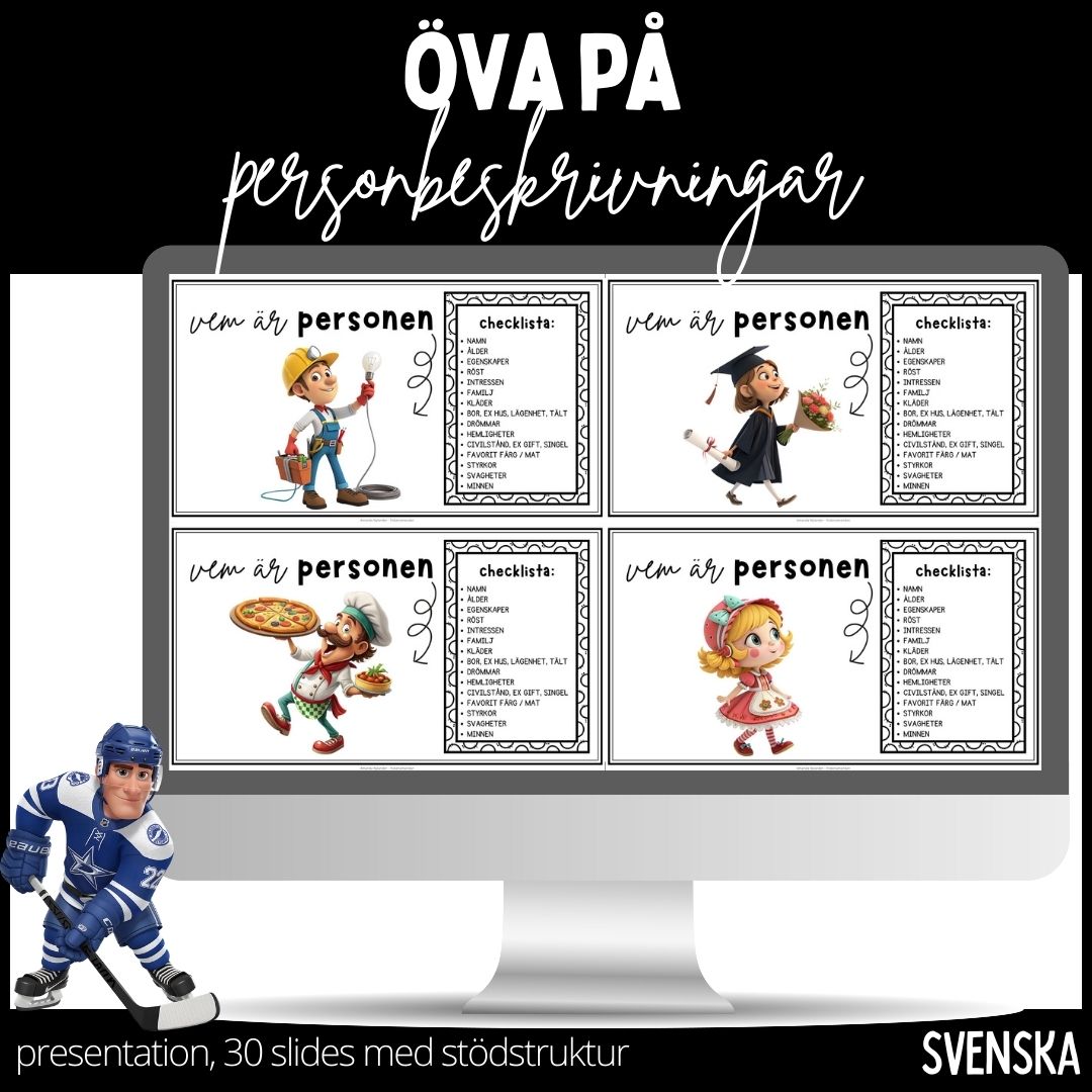 Öva på personbeskrivningar - 1 - 30 olika personer