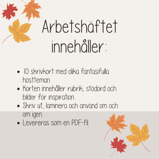 Höst - Hösttema - Skrivkort med fantasifull inspiration till höstberättelser
