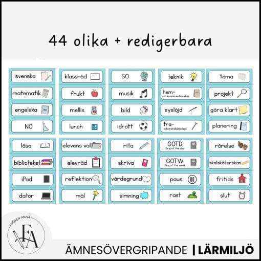 Stilrena, redigerbara schemaskyltar | Rainbow blue