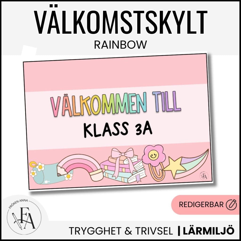 Redigerbar välkomstskylt | Rainbow