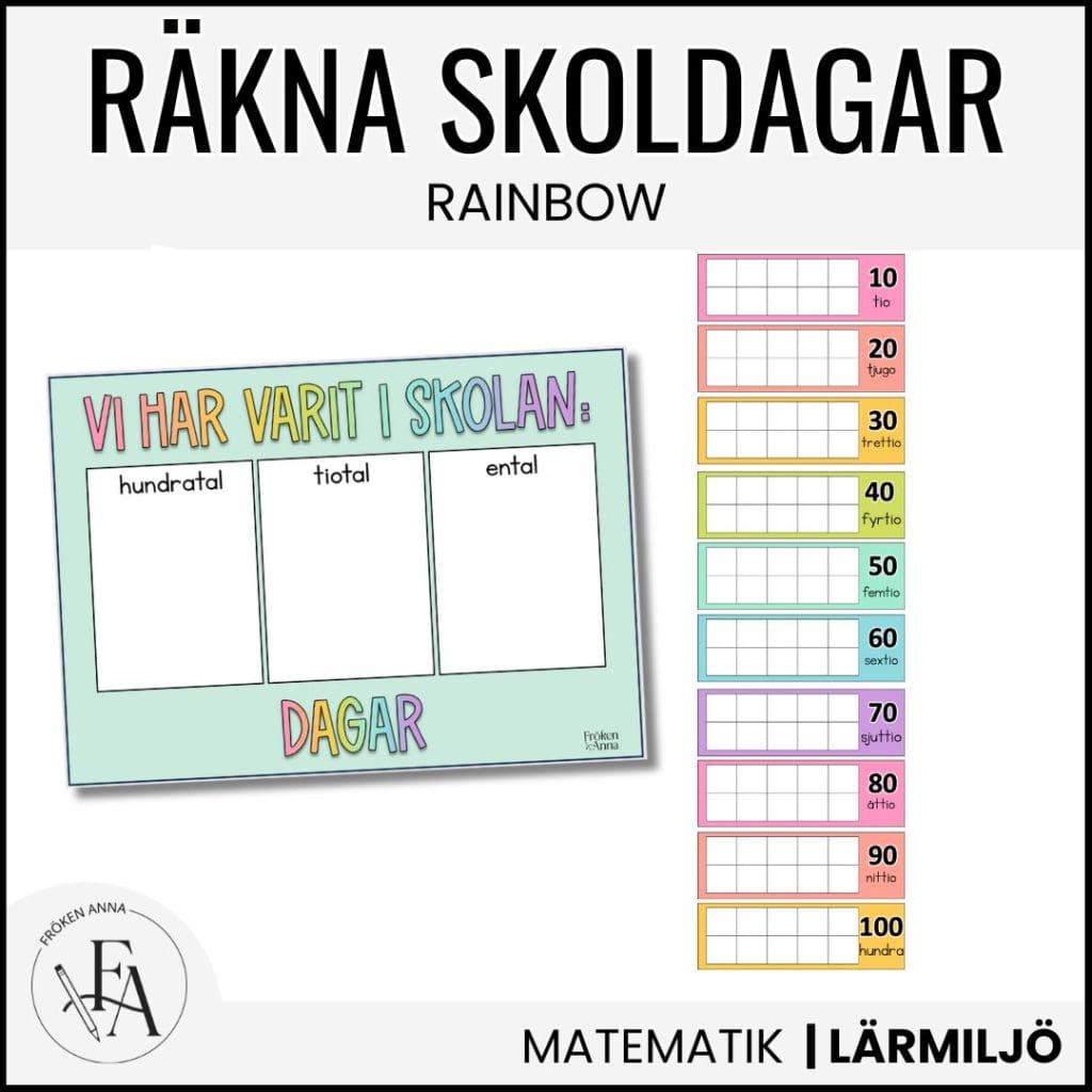 Räkna 100 / 200 / 300 skoldagar | Rainbow