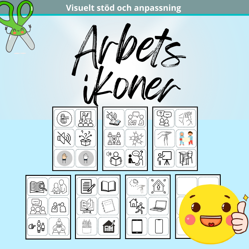 Arbetsskyltar & arbetsikoner till klassrummet