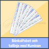 Bänkalfabet och tallinje med Numicon