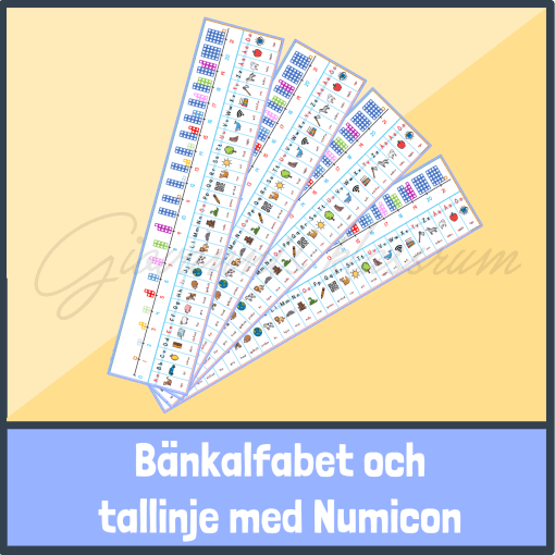 Bänkalfabet och tallinje med Numicon