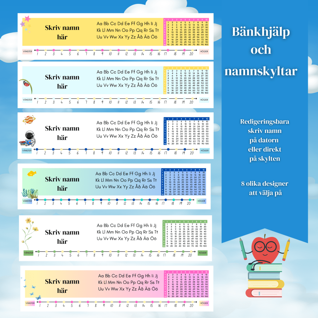 Bänkhjälp och namnskylt