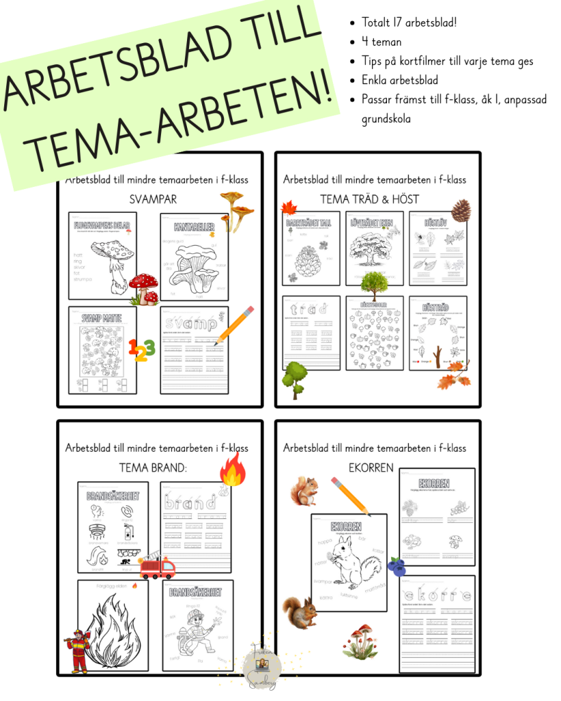 Arbetsblad till 4 olika teman