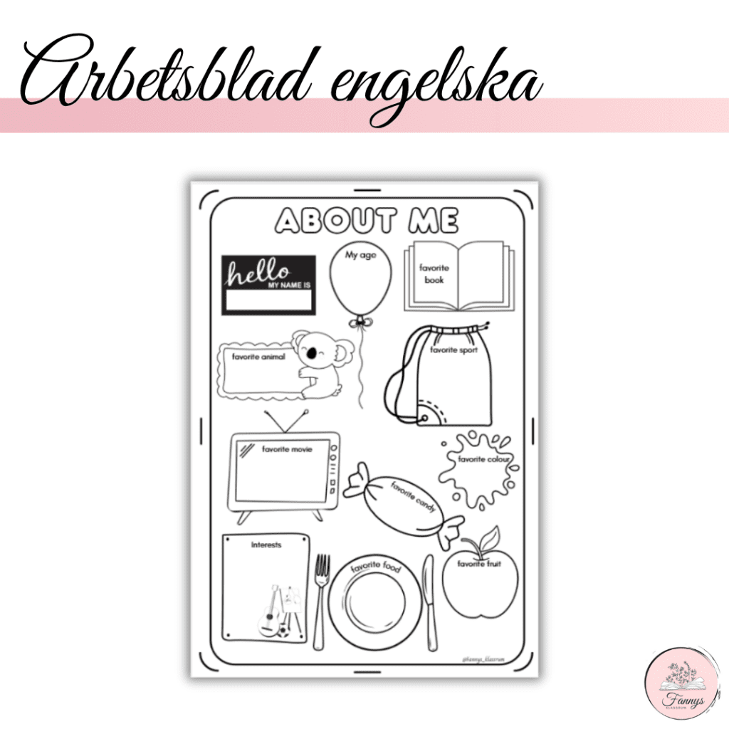 Arbetsblad engelska- about me