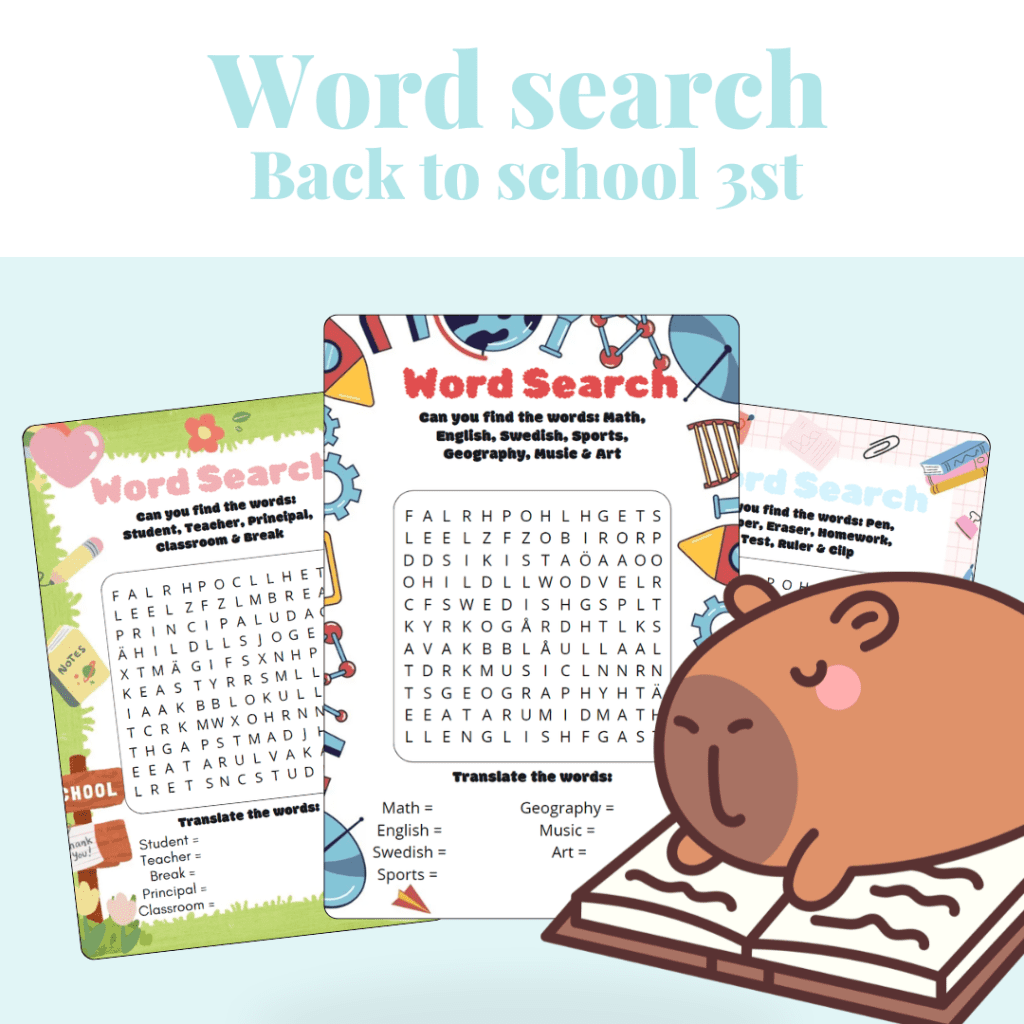 Hitta orden skolstart – Eng