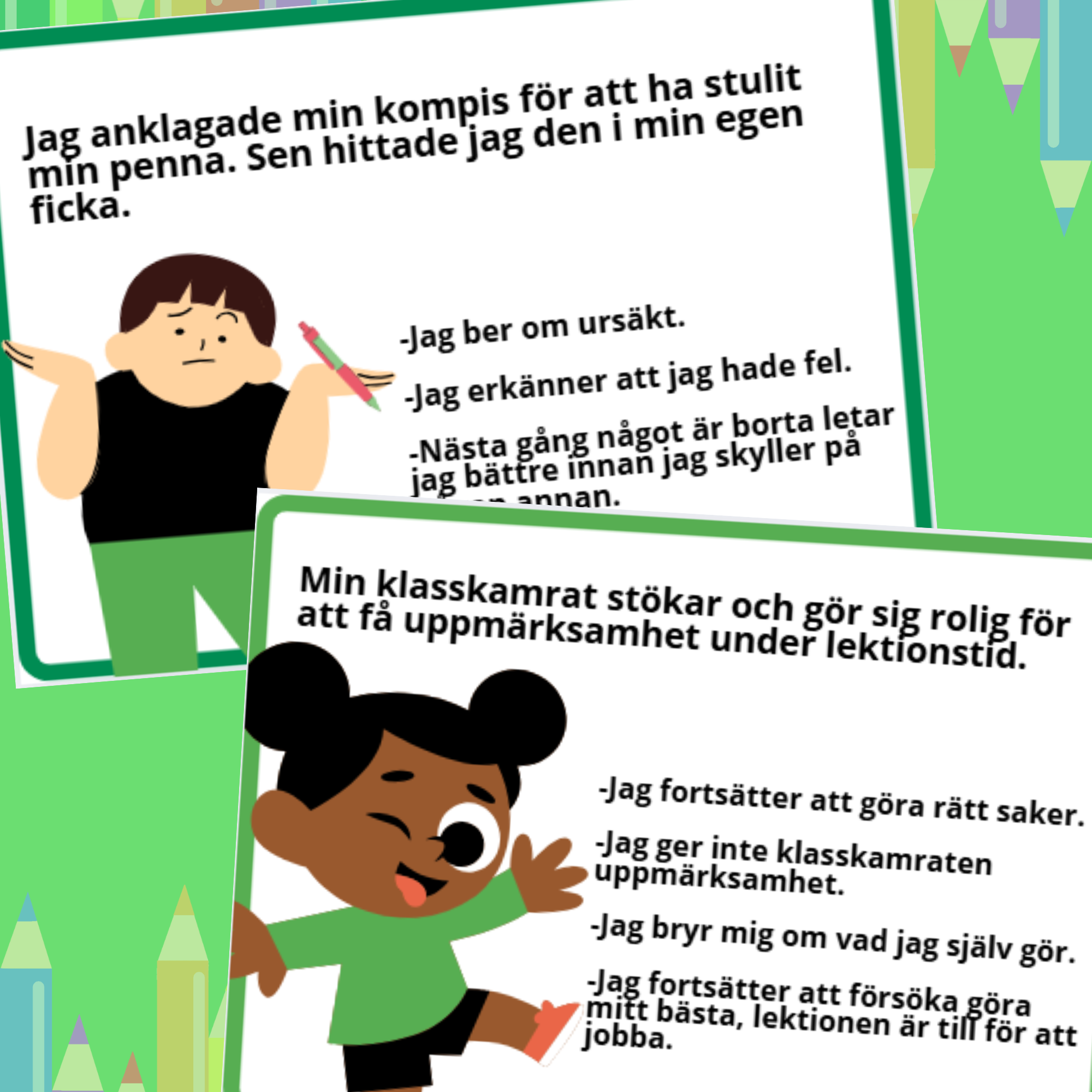 4 samtalskort värdegrund och konflikthantering. Lilla paketet 2