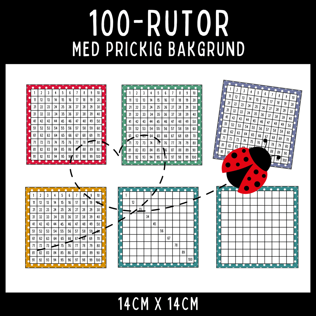 100-rutor med prickig bakgrund i flera nyanser!
