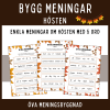 Bygg enkla meningar om hösten med 5 ord. Öva meningsbyggnad.