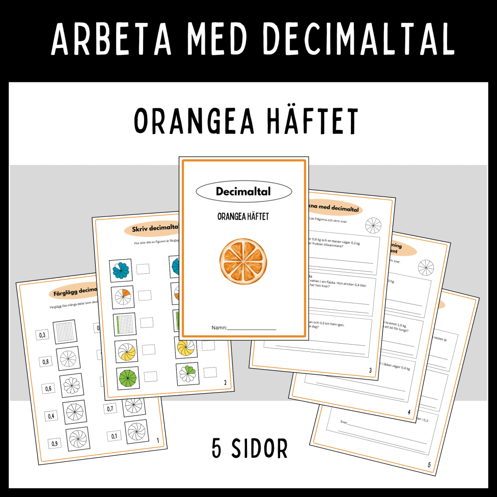 Orangea häftet – arbeta med decimaltal