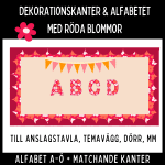 Dekorationskanter och alfabet med rödblommigt mönster - bild 1