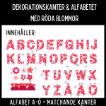 Dekorationskanter och alfabet med rödblommigt mönster - bild 2