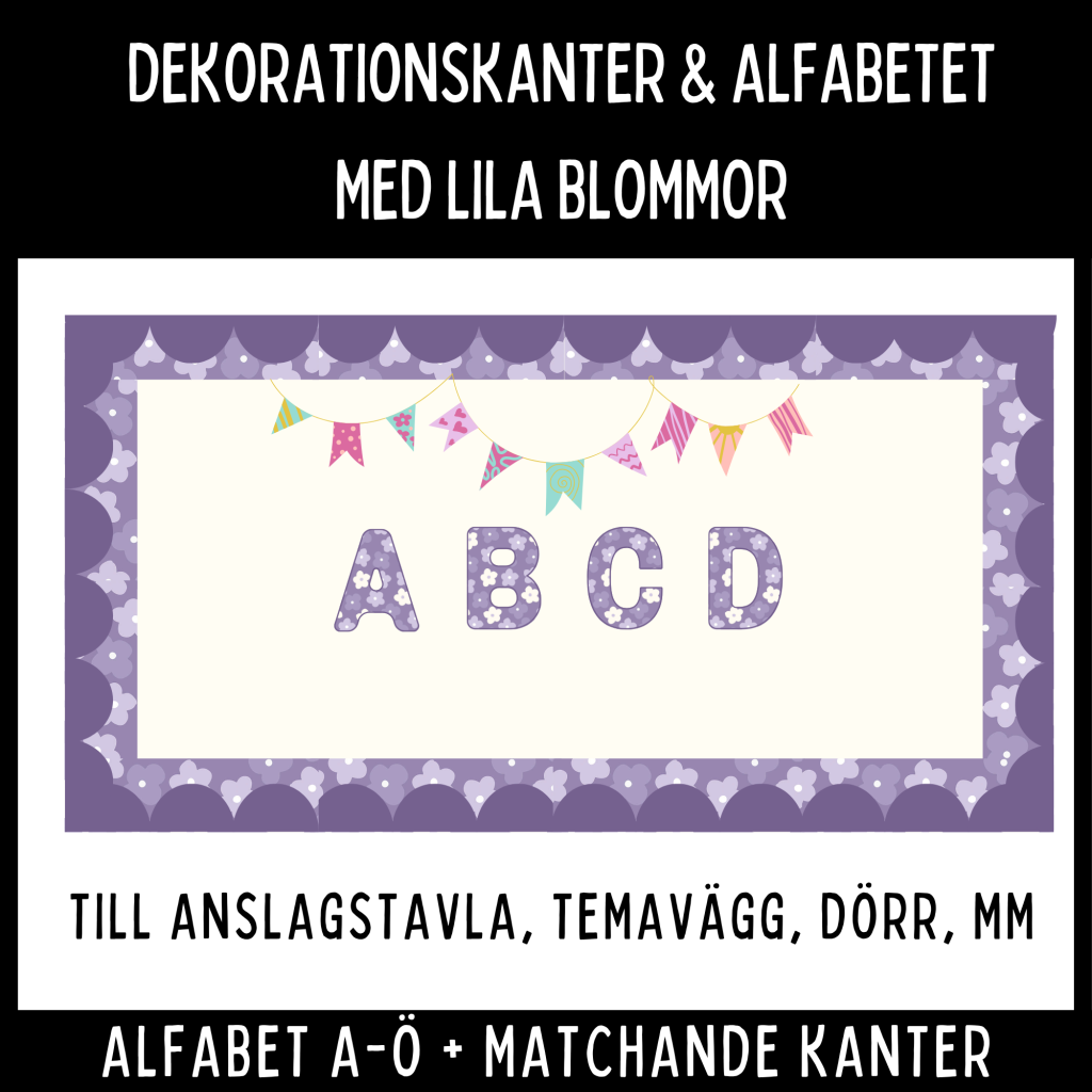 Dekorationskanter och alfabet med lila blommor!