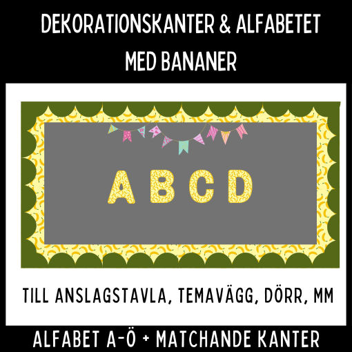 Dekorationskanter och alfabet med banan-mönster!