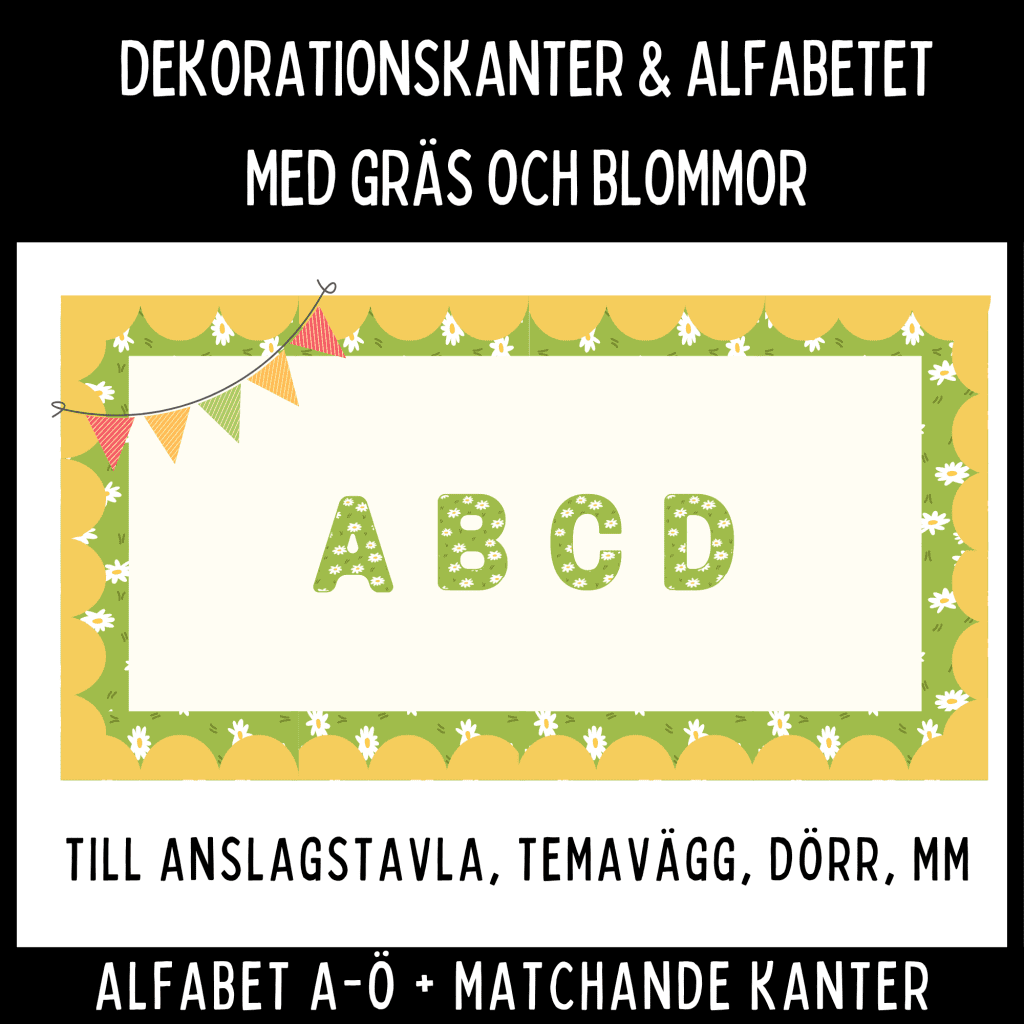 Dekorationskanter och alfabet med gräs och blommor!