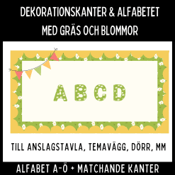 Dekorationskanter och alfabet med gräs och blommor!