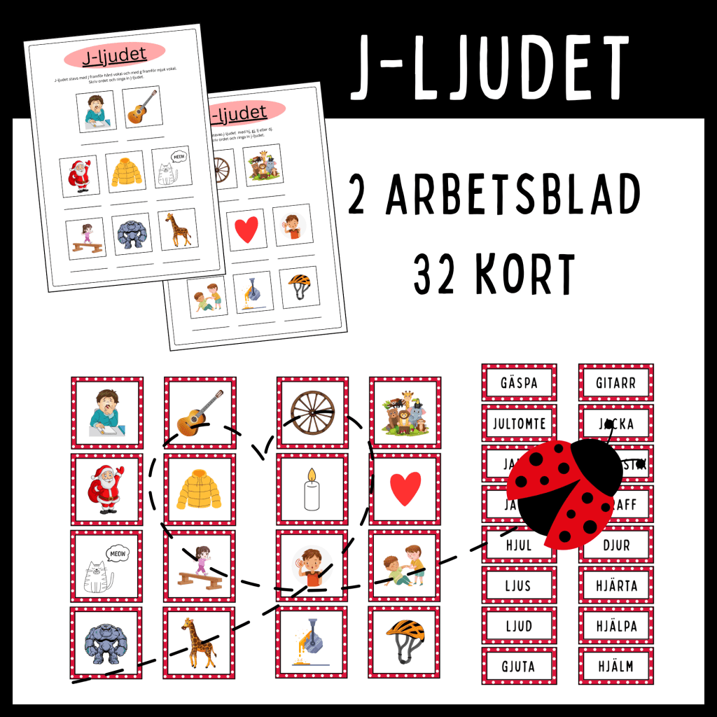 J-ljudet – kort och arbetsblad