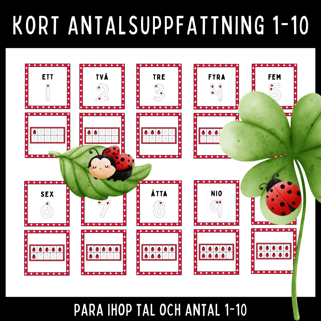 Matchningskort – Para ihop tal och antal 1–10