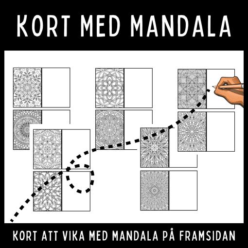 Kort med mandala Kort att vika med mandalamönster på framsidan. 10 motiv