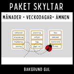 Klassrumsskyltar med gul bakgrund – månader, veckodagar & skolämnen - bild 4