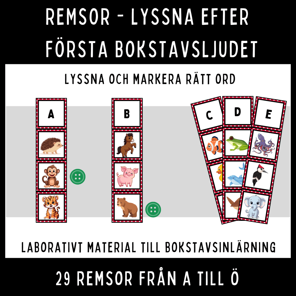 Lyssna efter första bokstavsljudet, 29 remsor