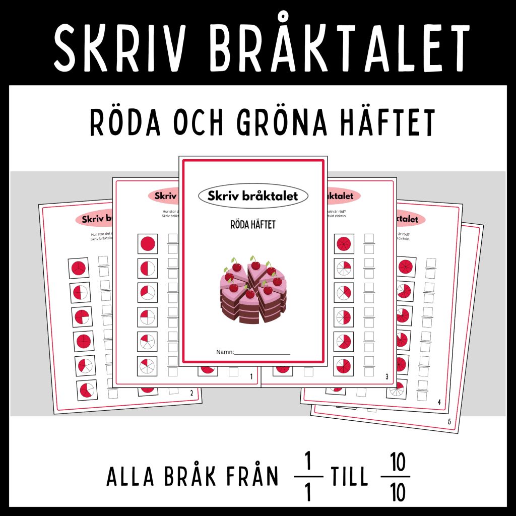 Skriv bråktalet – röda och gröna häftet