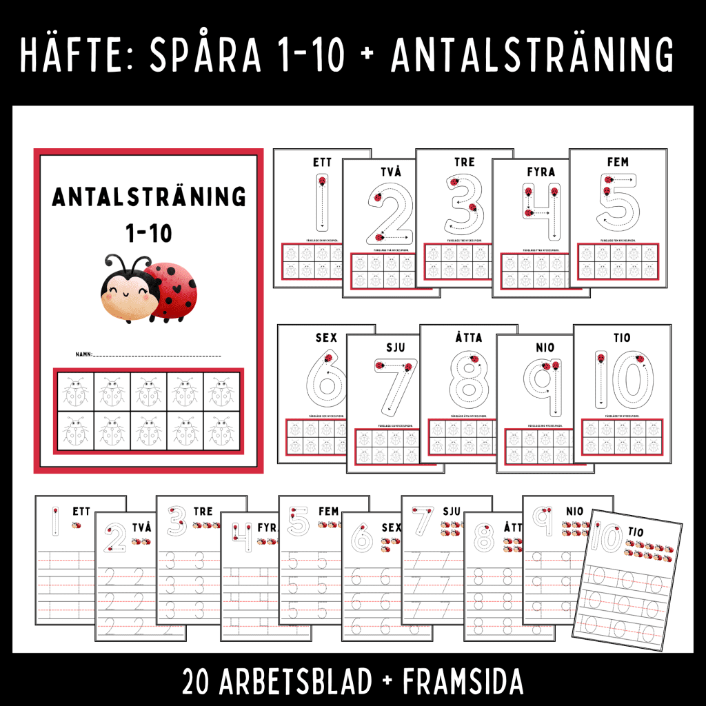 Arbetshäfte Spåra 1–10 och träna antal!