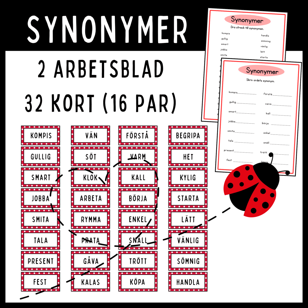 Synonymer – kort och arbetsblad