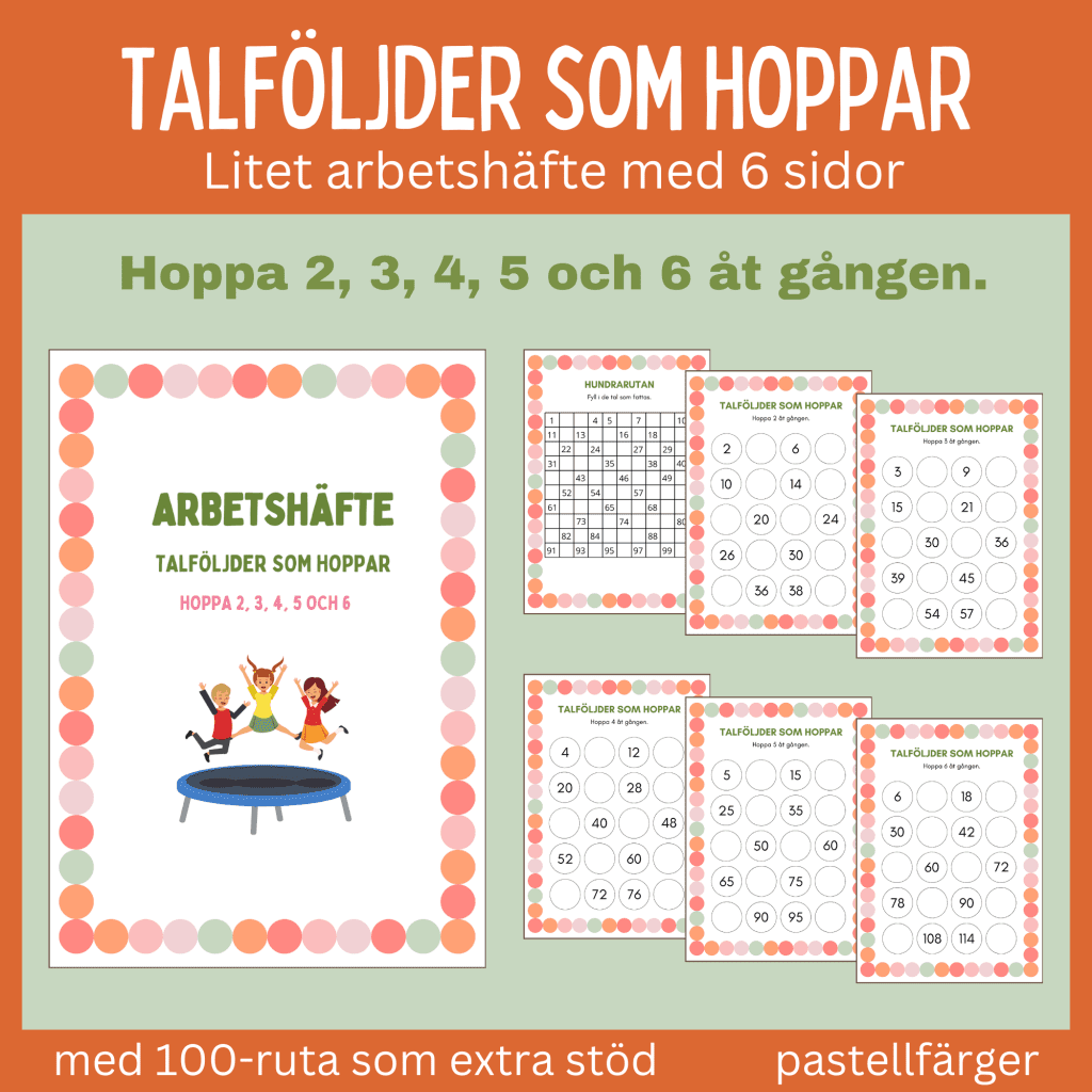 Hoppa i talföljder, litet arbetshäfte 6 sidor