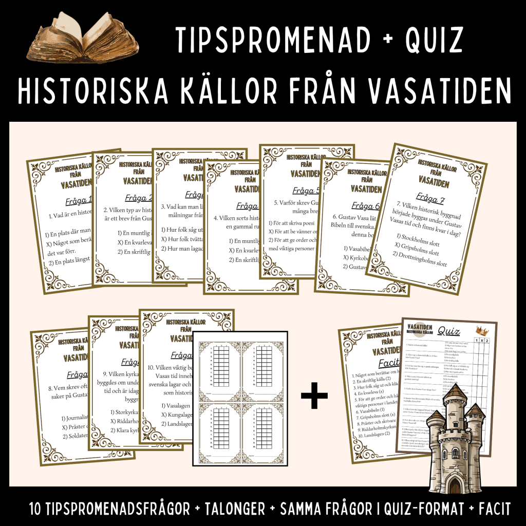 Tipspromenad + Quiz om historiska källor från vasatiden