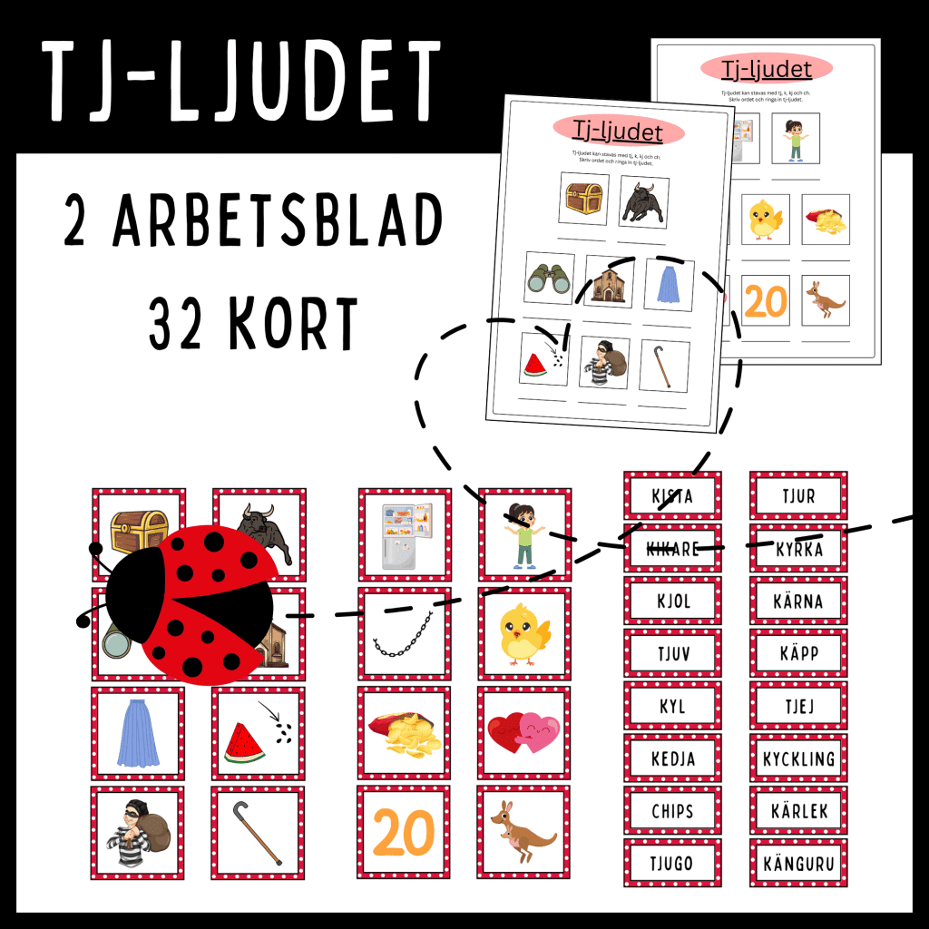 Tj-ljudet – kort och arbetsblad