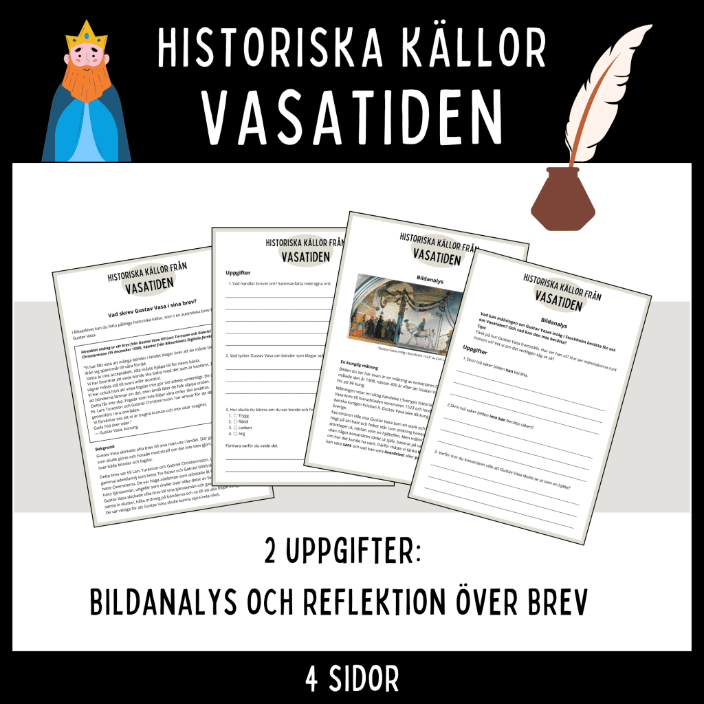 Uppgifter om historiska källor från vasatiden, 4 sidor