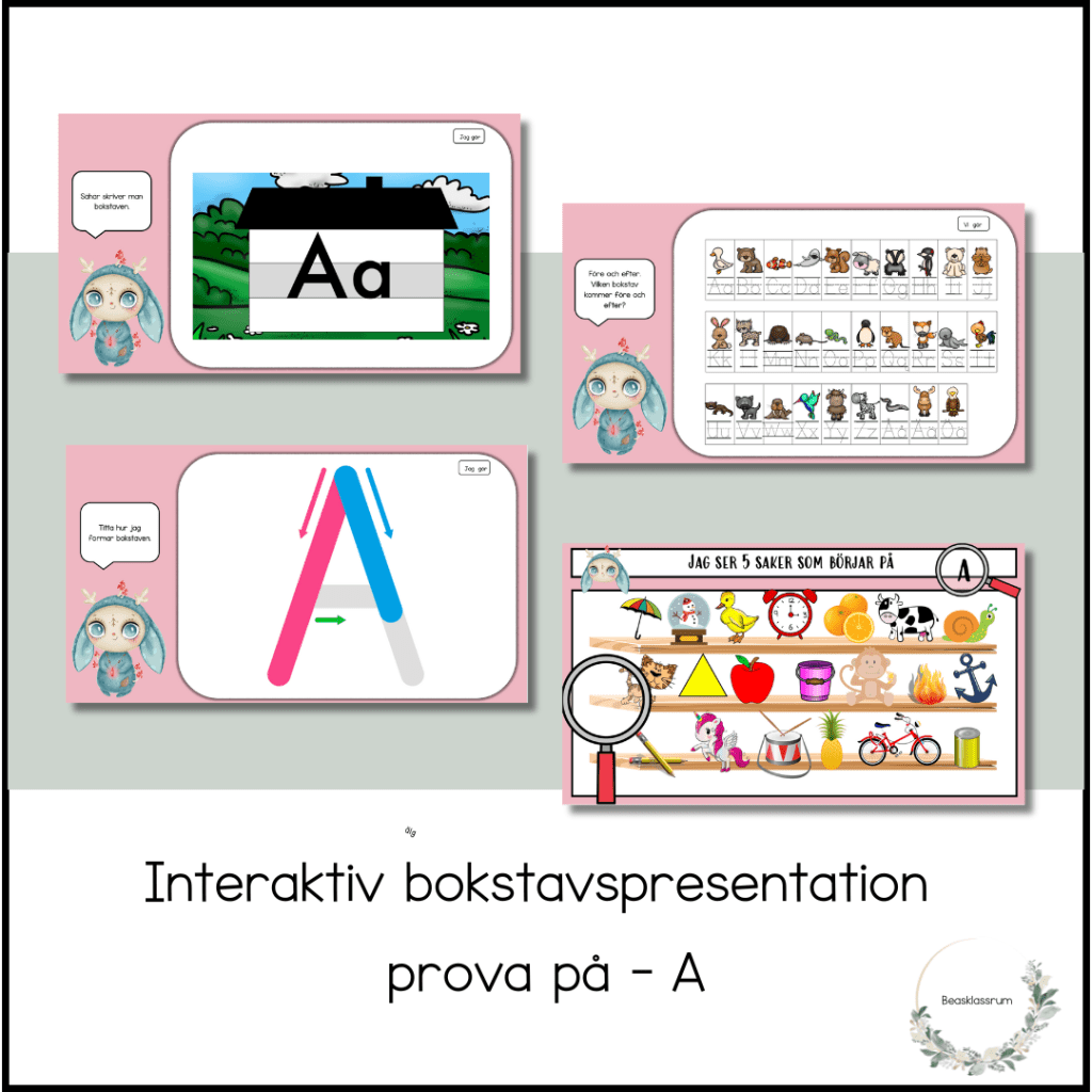 Interaktiv bokstavspresentation – prova på A