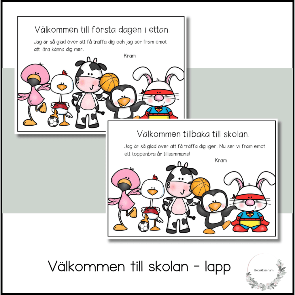 Välkommen till skolan – lapp