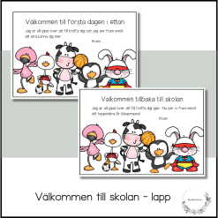 Välkommen till skolan - lapp