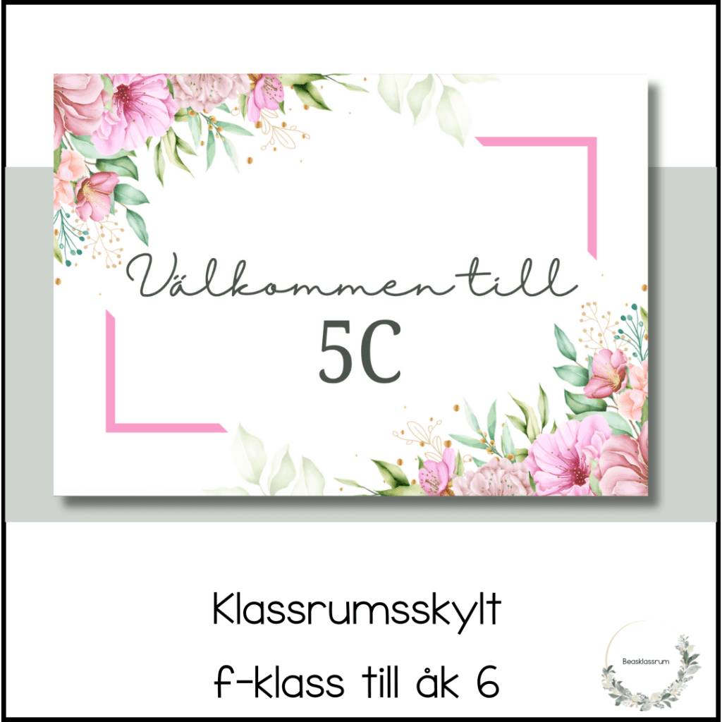 Klassrumsskylt blommig